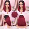 omswet Ombre Burgundy 5x5 HD Lace Closure Bob Wig Human Hair Glueless Wear and Go Wigs for Black Women 200 Density Pre Plucked Pre Bleached Pre Cut Glueless Wig 14 Inch 1B/99J Free Part Bob Wigs view 3