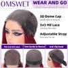 omswet Ombre Burgundy 5x5 HD Lace Closure Bob Wig Human Hair Glueless Wear and Go Wigs for Black Women 200 Density Pre Plucked Pre Bleached Pre Cut Glueless Wig 14 Inch 1B/99J Free Part Bob Wigs view 4