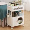 GZYWZXL Salon Station Rolling Cart with Drawers, Movable Hair Salon Station, Utility Esthetician Cart for Beauty Salon, Home Storage Cart with Doors, 3 Tier Nail Cart(White)