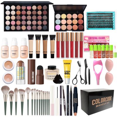 All in One Makeup Kit for Teens, Gifts for Teenagers Girls Women, Professional Makeup Set with Eyeshadow Palette Eyeliner Mascara Face Powder Concealer Foundation Lip Gloss Brush Set False Lash Kit
