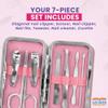 7-Piece Grooming Kit for Women Be Strong and Courageous Joshua 1:9 Compact, Stylish, and Gift-Ready Manicure and Pedicure Kit Nail Clipper Set w/Case Perfect for Men and Women (Light Pink) view 4