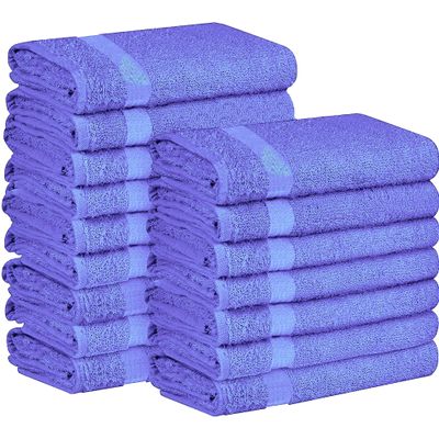 AMERICLASSIC Salon Towel  Pack of 12 16 x 27 Inches Soft 100% Cotton Hand Towels for Gym, Spa, and Workout  Multipurpose Face, Hair Drying, and Wrap Towel for Home (36, MID Blue)