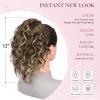 12 Inch Ponytail Extension - Soft Curly Pony Tails Hair Extensions, Claw Clip Ponytail Extension, Synthetic Clip in Ponytail Hair Extensions (Color: Ash Brown with Beige Blonde Highlights) view 2