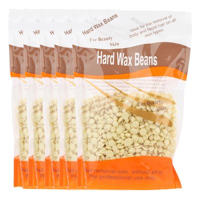 Hard Wax Beans for Face, Underarms, Brazilian & Bikini Hair Removal - 10.6oz Pack of 5 (Cream)