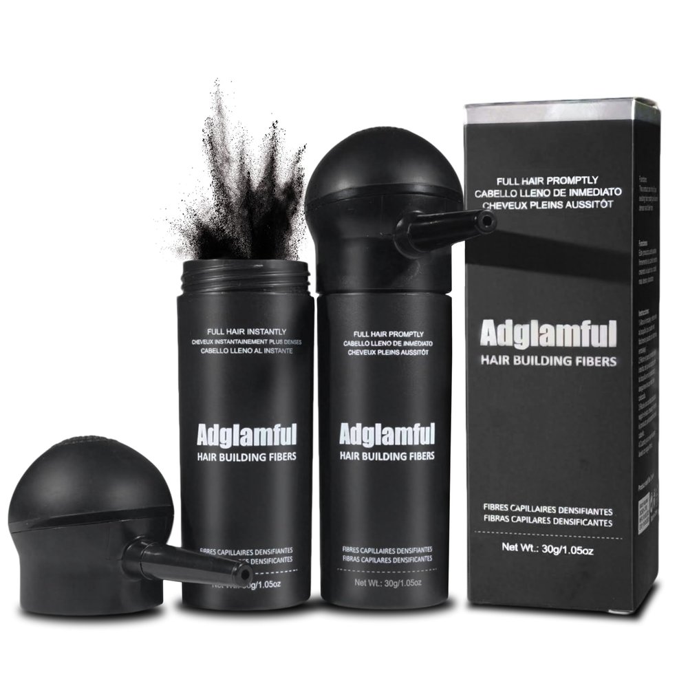 Adglamful 2PCS Hair Fibers for Thinning Hair, Hair Building Fibers Spray with Spray Applicator, Undetectable & Long-lasting, Instant Hair Coverage for Men & Women (Dark Brown, 30g*2)