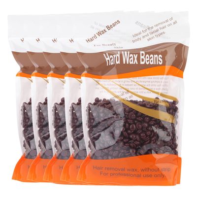 Hard Wax Beans for Face, Underarms, Brazilian & Bikini Hair Removal - 10.6oz Pack of 5 (Chocolate)