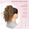 12 Inch Curly Ponytail Extension - Clip in Ponytail Hair Extensions, Natural Claw Clip Ponytail Extension, Synthetic Clip on Ponytails for Women (Color: Light Brown with Blonde Highlights) view 2