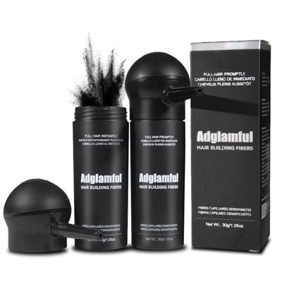 Adglamful 2PCS Hair Fibers for Thinning Hair, Hair Building Fibers Spray with Spray Applicator, Undetectable & Long-lasting, Instant Hair Coverage for Men & Women (Black, 30g*2)