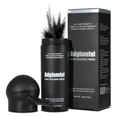 Adglamful Hair Fibers for Thinning Hair, Hair Building Fibers Spray with Spray Applicator, Undetectable & Long-lasting, Instant Hair Coverage for Men & Women (Black, 30g)