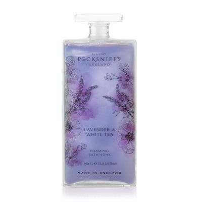 Pecksniffs Lavender & White Tea Foaming Bath Soak Luxury Bubble Bath, 1L / 33.8 fl oz, Made in England