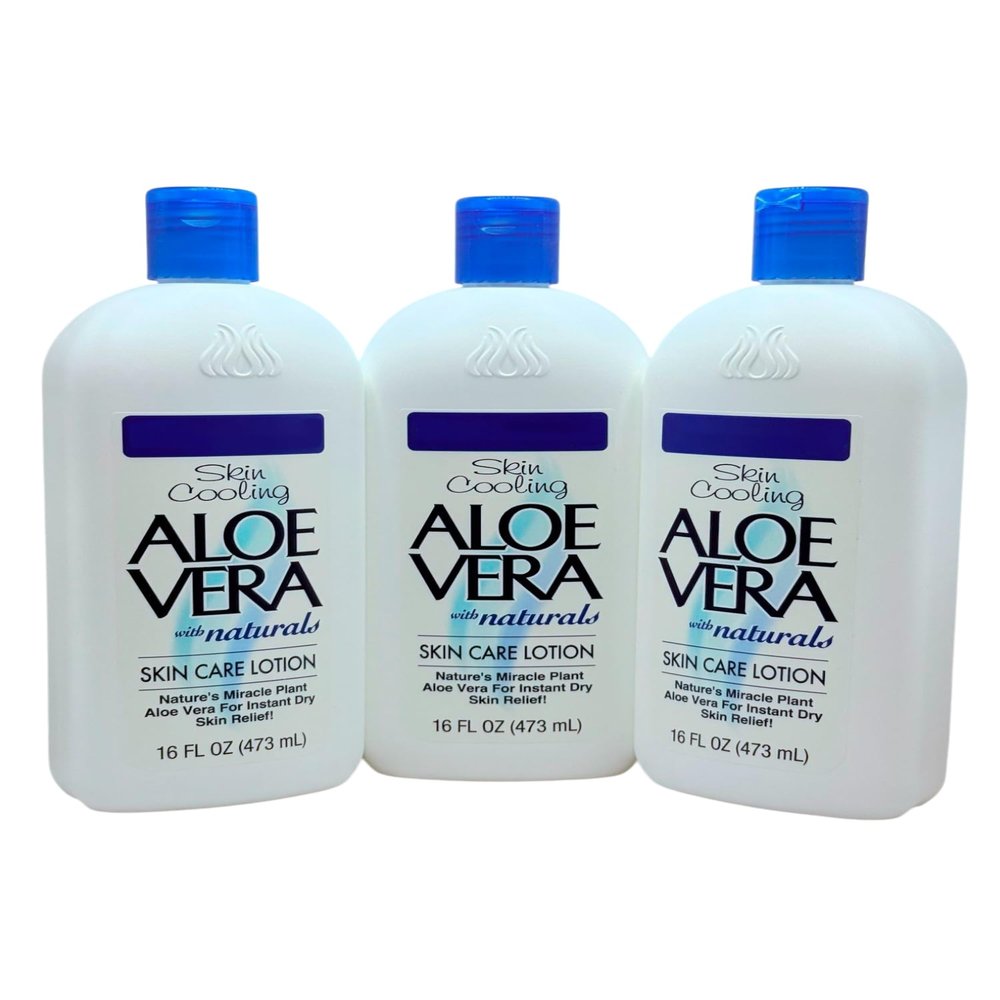 Aloe Vera Skin Care Lotion (16 oz) - Pack 3  Soothing Moisturizer with Pure Aloe Vera  For Dry, Sensitive Skin  Lightweight, Non-Greasy, Instant Dry Skin Relief