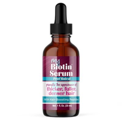 MyBiotin ProClinical Serum Topical Scalp Serum for Fuller, Thicker Hair Acetyl Tetrapeptide-3, Red Clover & Marine Blend Strengthens Roots, Nourishes Scalp 1 fl oz