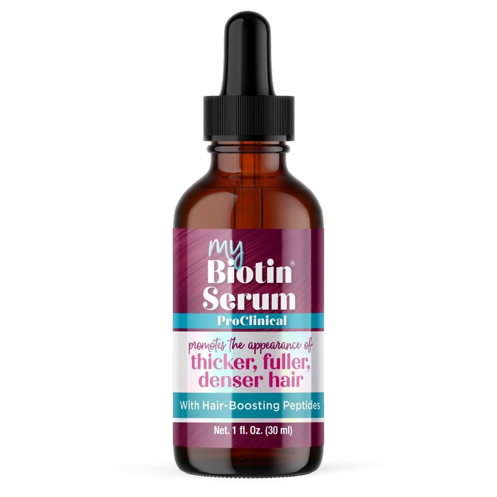 MyBiotin ProClinical Serum Topical Scalp Serum for Fuller, Thicker Hair Acetyl Tetrapeptide-3, Red Clover & Marine Blend Strengthens Roots, Nourishes Scalp 1 fl oz