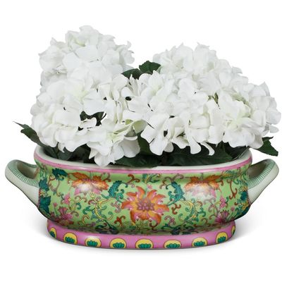 ChinaFurnitureOnline Famille Rose Style Ceramic Asian Footbath Planter