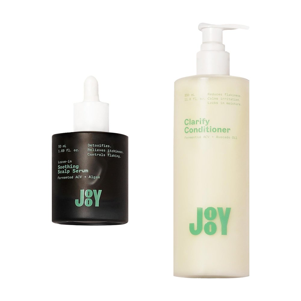 JooY Soothing Scalp Serum + Clarify Conditioner Duo | Itchy Scalp Relief & Lightweight Hydration | Fermented Superfoods, Niacinamide, Apple Cider Vinegar & Tea Tree for Comfort & Manageability