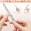 3PCS Stainless Steel Diamond Nail Files  Double-Sided Heavy Duty Metal Files for Natural, with Anti-Slip Grip view 2