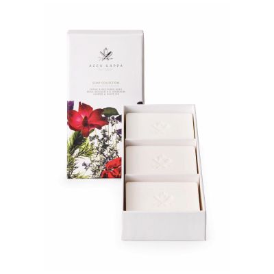 Acca Kappa Soap Set (3x150GR) Thyme and Red Rubin Basil, Juniper and White Fir, Rosa Mosqueta and Geranium
