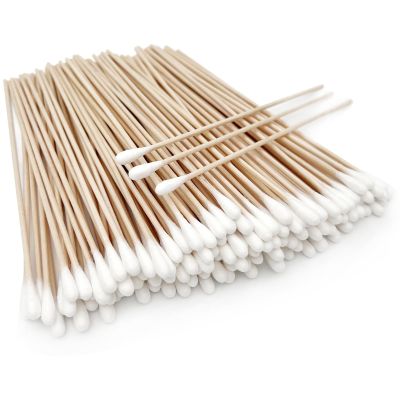 300pcs Wooden Cotton Swabs  Long Handle Cotton Tipped Applicators for Makeup Removal, Gun Cleaning, Eyeshadow Detailing & Multipurpose Household Use