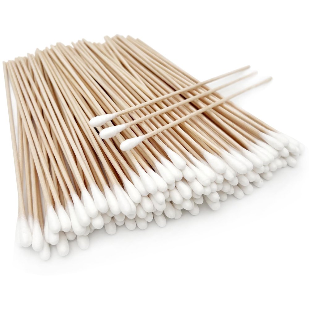 300pcs Wooden Cotton Swabs  Long Handle Cotton Tipped Applicators for Makeup Removal, Gun Cleaning, Eyeshadow Detailing & Multipurpose Household Use