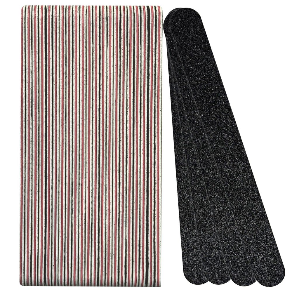 25PCS Professional Nail Files Double-Sided 100/180 Grit Emery Boards for Manicure, Pedicure & Nail Buffering (Black)