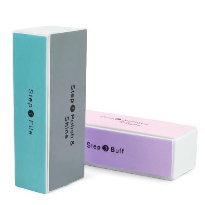2PCS 4-Way Nail Buffer Blocks  4 Step Shiny Buffing Sponge for Filing, Smoothing, and Polishing Natural & Artificial Nails