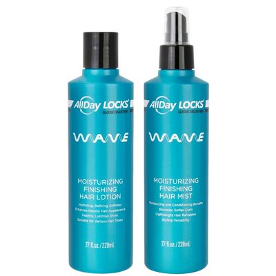 AllDay Locks Classic Wave Hair Lotion (7.7 oz) & Hair Mist (7.7 oz) Bundle | Moisturizing & Conditioning Curl-Enhancer | Silky, Vibrant Bounce | Argan-Oil Infused