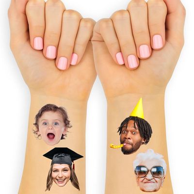 Andaz Press Personalized Temporary Tattoos, 25 Custom Face Tattoos for Weddings, Bachelorette Parties, Birthday, Graduation, Easy to Apply Custom Tattoos Temporary for All Ages, USA Made, 2-Inch