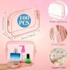 100 Pcs Clear Makeup Bags Bulk Tsa Approved Toiletry Bag for Travel Transparent Cosmetic Bag PVC Waterproof Travel Small Pouches with Zipper for Men and Women (pink) view 2