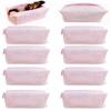 10 Pcs Cotton Quilted Makeup Bag Bulk Bow Stripe Cosmetic Pouch Make up Bag Bridesmaid Gifts Makeup Pouch with Zipper Travel Portable Case Preppy Gifts for Women (Pink) view 1