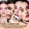3pcs Nose Contour Brush Set, 2-in-1 U-Shaped Highlight Fluffy & Angled Tilt Eyeshadow Brush Kit for Sculpting Highlighting Blending Beginners Professionals Applicators Makeup Tool view 3