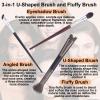 3pcs Nose Contour Brush Set, 2-in-1 U-Shaped Highlight Fluffy & Angled Tilt Eyeshadow Brush Kit for Sculpting Highlighting Blending Beginners Professionals Applicators Makeup Tool view 4