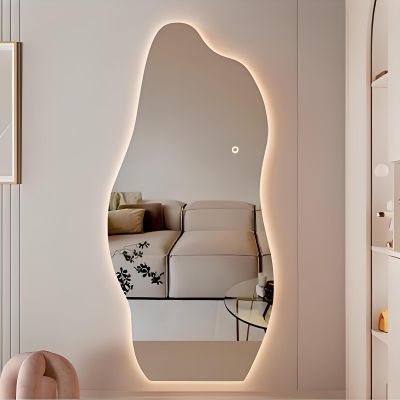 16x59in Asymmetrical Led Full Length Mirror - Illuminated Bathroom Dressing Table Mirror - Leaning Against The Wall Or Wall-Mounted