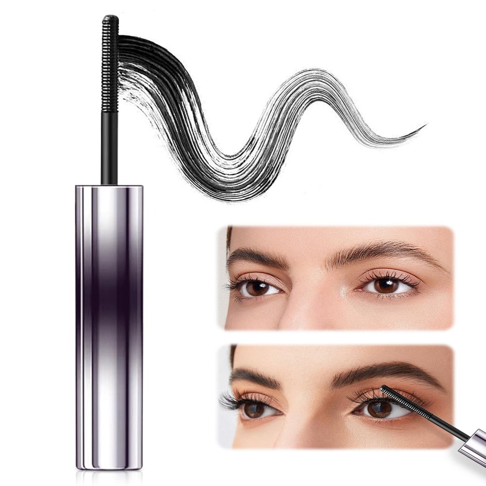 2025 New Iron Wand Mascara, Waterproof Long-Lasting 3D Curling Eyelash Iron Mascaras, Upgrade Lash Extensions Mascara Brushless Metal Wand Black Washable Metal Mascaras (Black)