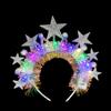 Fstrend Light Up LED Star Headband for Women, Silver Glitter Christmas Hair Accessories, Glow in Dark Xmas Party Headpiece with Adjustable Fit view 2