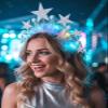 Fstrend Light Up LED Star Headband for Women, Silver Glitter Christmas Hair Accessories, Glow in Dark Xmas Party Headpiece with Adjustable Fit view 4