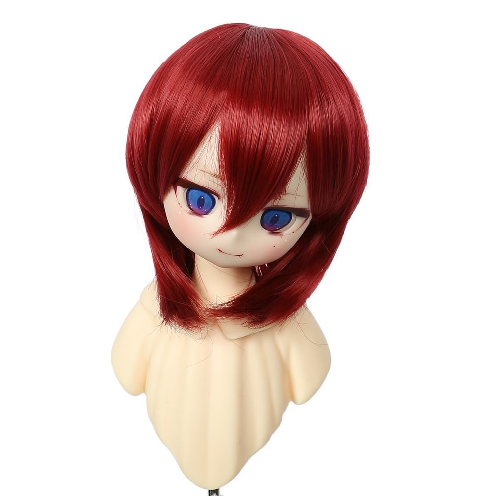 Tzncos 1/3 BJD soft hair wolf tail dome wig short wig (Deark Red)