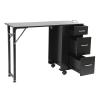 Cbhfmljd Foldable Manicure Table Nail Table, Rolling Makeup Case with Wheels and Handle Travel Nail Desk Portable Manicure Desk with 3 Drawers Storage for Salon Home Studio (Black) view 1