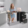 Cbhfmljd Foldable Manicure Table Nail Table, Rolling Makeup Case with Wheels and Handle Travel Nail Desk Portable Manicure Desk with 3 Drawers Storage for Salon Home Studio (Black) view 2