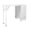 Cbhfmljd Foldable Manicure Table Nail Table, Rolling Makeup Case with Wheels and Handle Travel Nail Desk Portable Manicure Desk with 3 Drawers Storage for Salon Home Studio (White) view 1