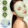 Demissle 4 Pcs Jade Eye Mask Jade Stone Facial Mask Scrap Massage Tool Hair Comb Facial Eye Cooling Stone Massage Tools for Puffy Eyes Dark Circles Gift (Light Green) view 3