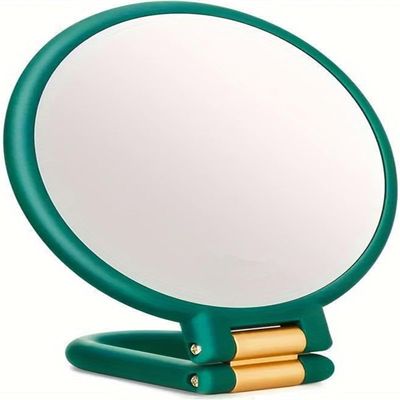 40x Magnifying Mirror, Travel Hand Mirrors with Handle - Double Side Handheld Mirror with 1X 40X Magnification & Adjustable Handle/Stand, Hand Held Foldable Travel Mirror for Makeup (Green)