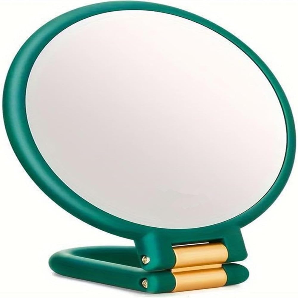 40x Magnifying Mirror, Travel Hand Mirrors with Handle - Double Side Handheld Mirror with 1X 40X Magnification & Adjustable Handle/Stand, Hand Held Foldable Travel Mirror for Makeup (Green)