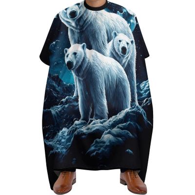 3D Arctic Bear Moonlight Hair Cutting Cape for Adults Salon Barber Hairdresser Stylist Capes with Adjustable Snap Closure