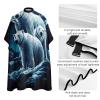 3D Arctic Bear Moonlight Hair Cutting Cape for Adults Salon Barber Hairdresser Stylist Capes with Adjustable Snap Closure view 4