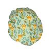 Adorable Giraffe and Leaves Shower Cap Double Waterproof Bathing Shower Caps view 2
