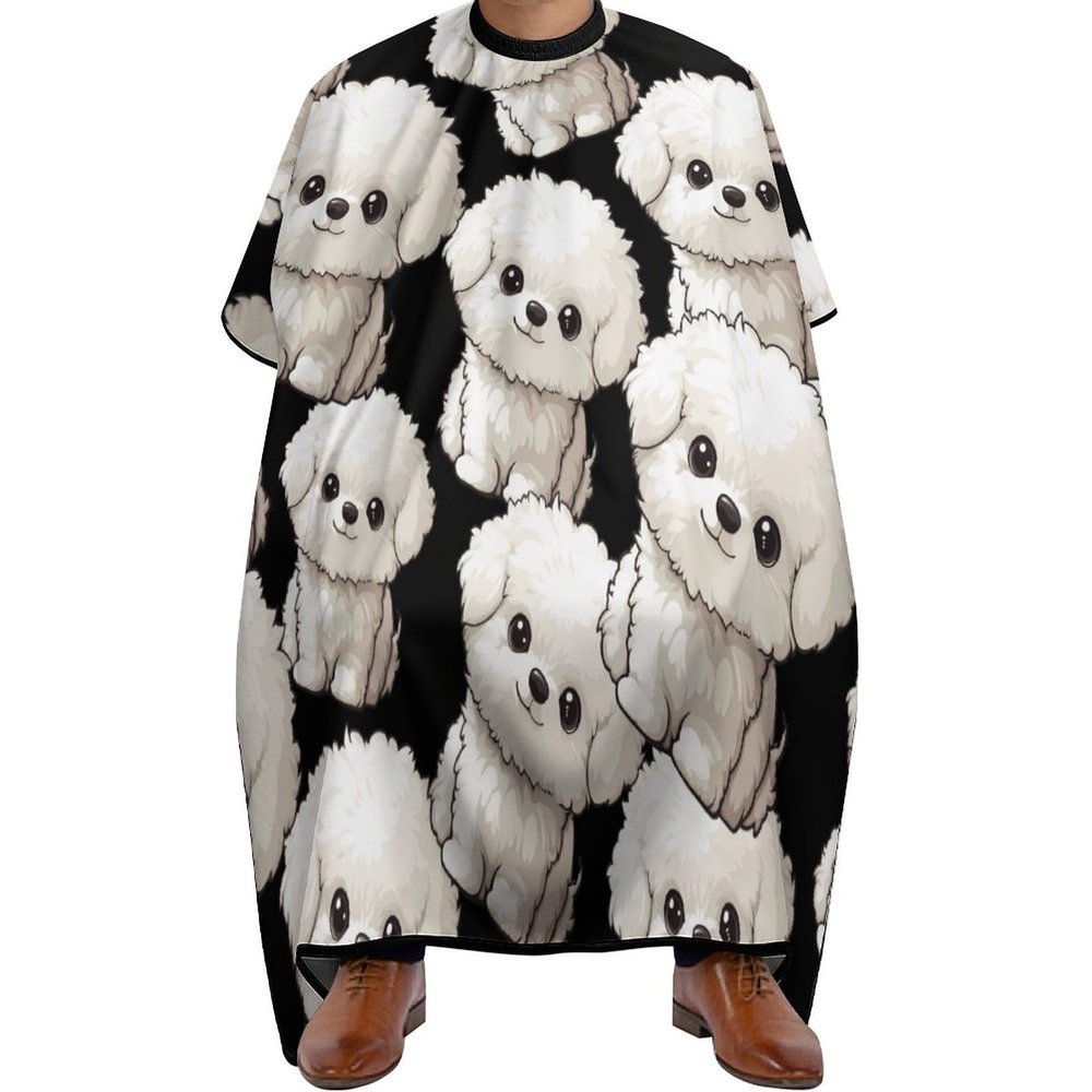 Bichon Frise Dog Hair Cutting Cape for Adults Salon Barber Hairdresser Stylist Capes with Adjustable Snap Closure