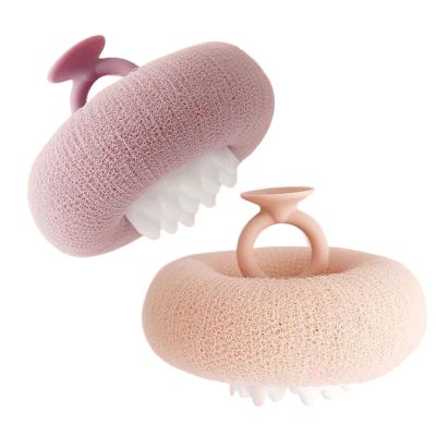 2pcs Suction Cup Shower Ball, Bath Sponge Sunflower Design - 2 in 1 Body Scrubber, Suction Cup Cleaning Brush Mesh Scrubber for Home Hotel Spa Gym Post-Workout Bath Time