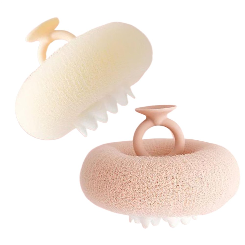2 Pieces Super Soft Sunflower Suction Cup Bath Ball, 2 in 1 Body Scrubber, Suction Cup Bath Cleaning Brush Mesh Scrubber for Home Hotel Spa Gym Beach