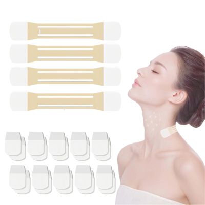 ZFEZYXA Instant Lift Neck Tape, New Invisible Neck Tape, Portable Invisible Necks, Non-Irritating Durable Necks Wrinkle Tape for Women (C_4 Tapes + 20 Patches, M)