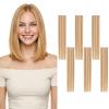 TESSHAIR 6PCS Clip in Hair Extensions Real Human Hair Short Clip in Extensions for Women Short Straight Hairpieces to Add Volume and Highlights 14 Inch Golden Brown & Bleach Blonde view 1